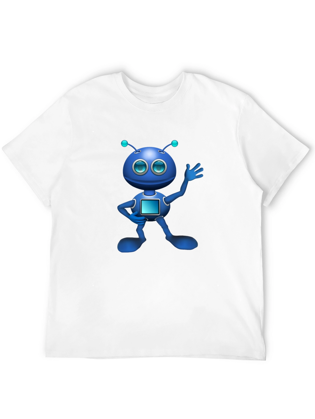 Blue Robot Graphic Black T-Shirt