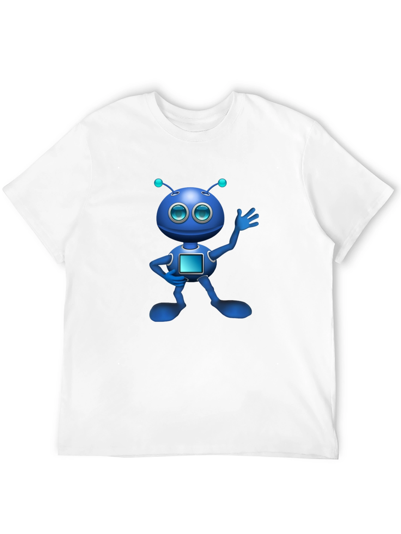 Blue Robot Graphic Black T-Shirt