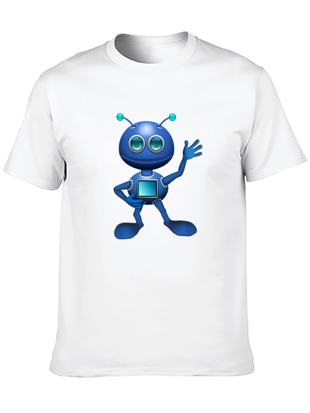 Blue Robot Graphic Black T-Shirt