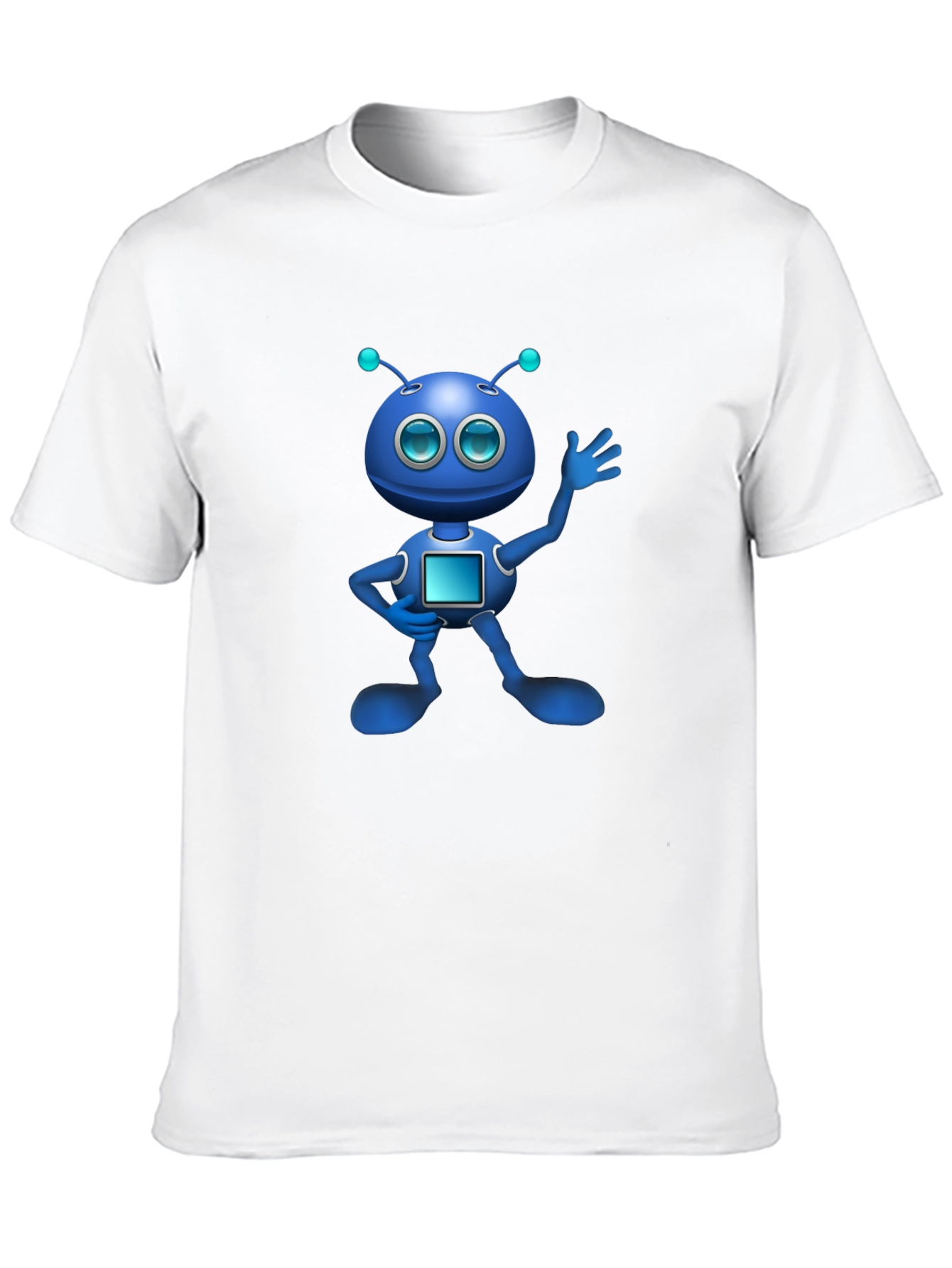 Blue Robot Graphic Black T-Shirt