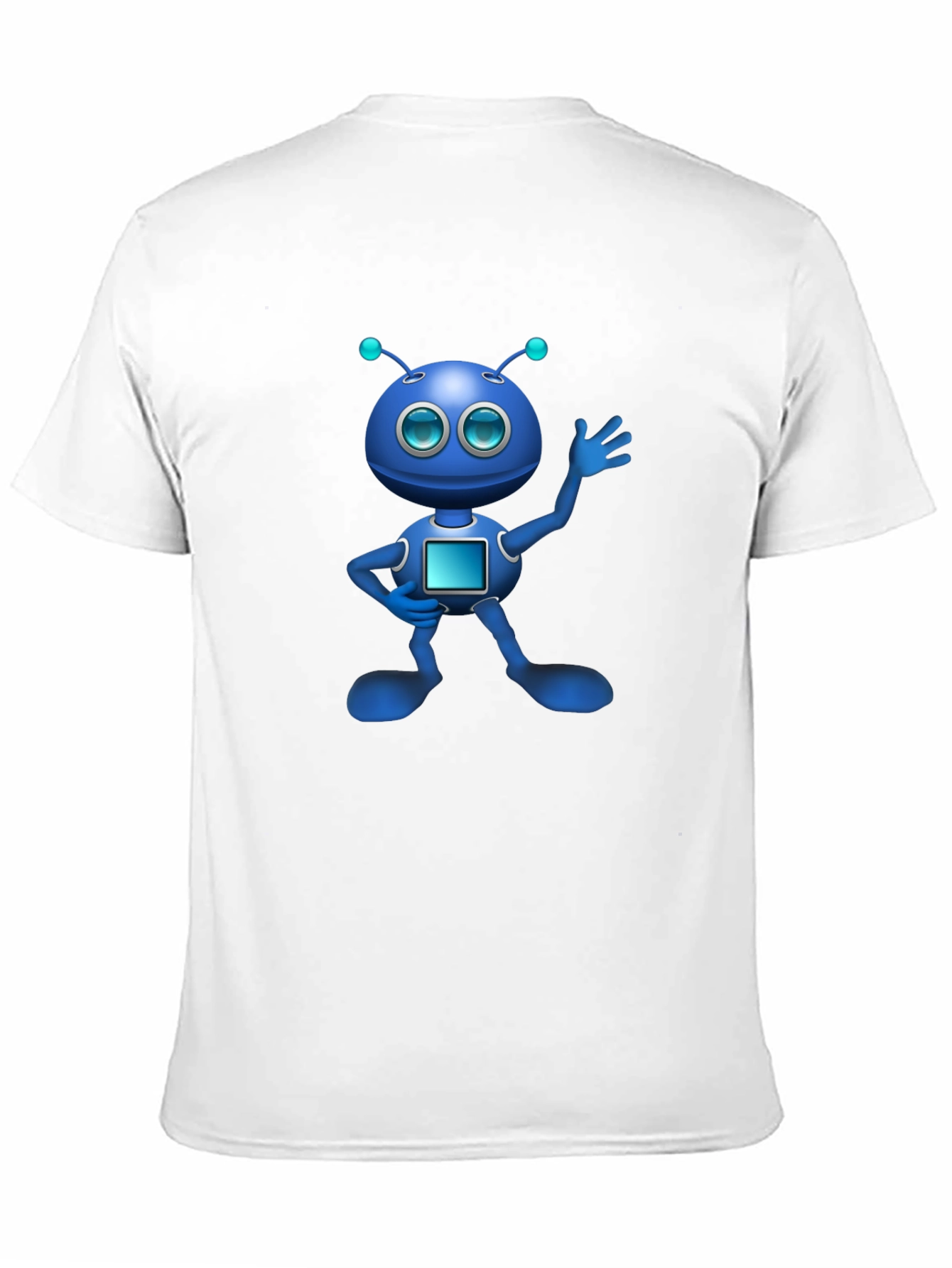 Blue Robot Graphic Black T-Shirt