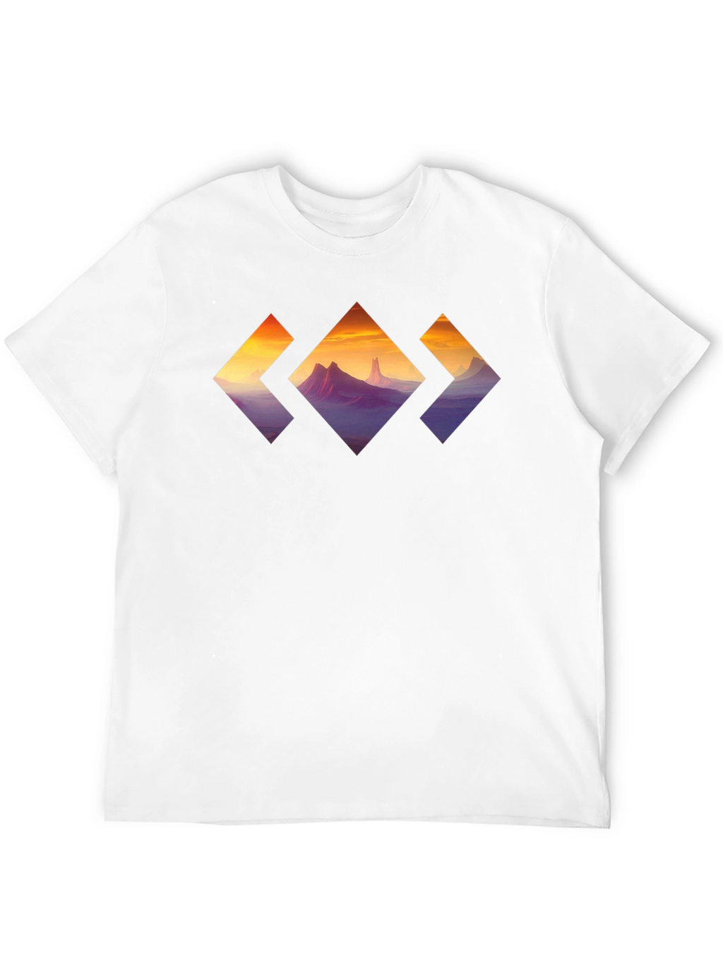 Mountain Sunset Diamond Graphic Tee - Stylish Black T-Shirt