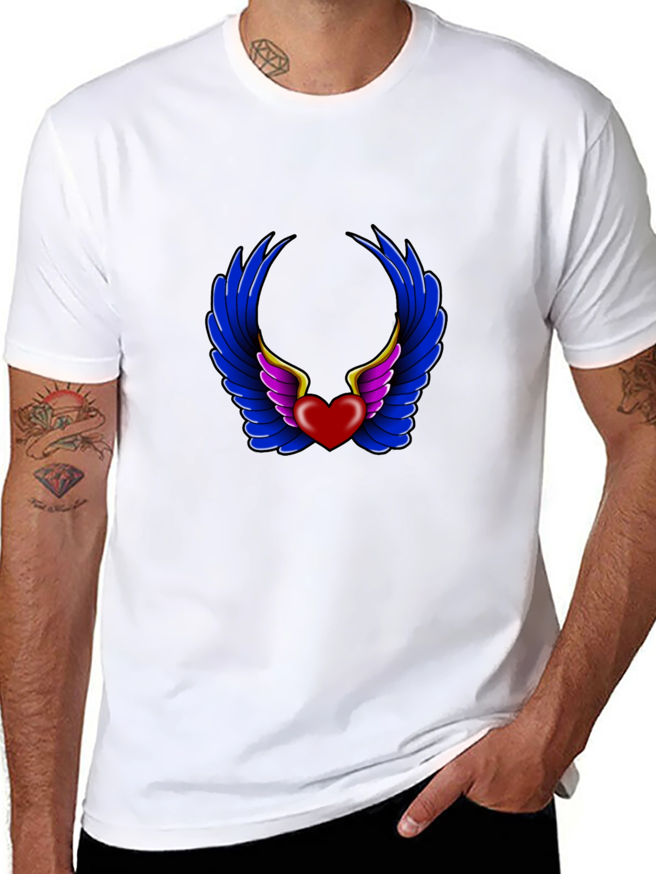 Heart with Wings Graphic Black T-Shirt