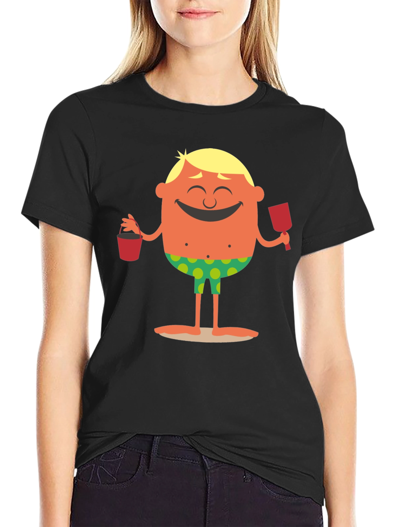 Cartoon Beach Dude Graphic T-Shirt