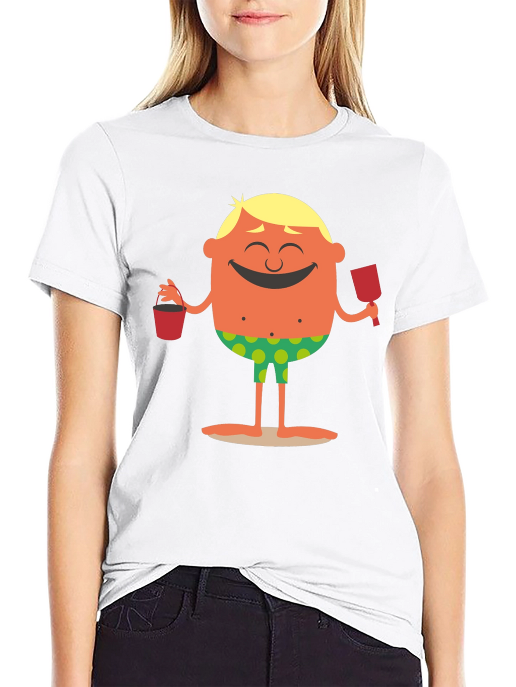 Cartoon Beach Dude Graphic T-Shirt