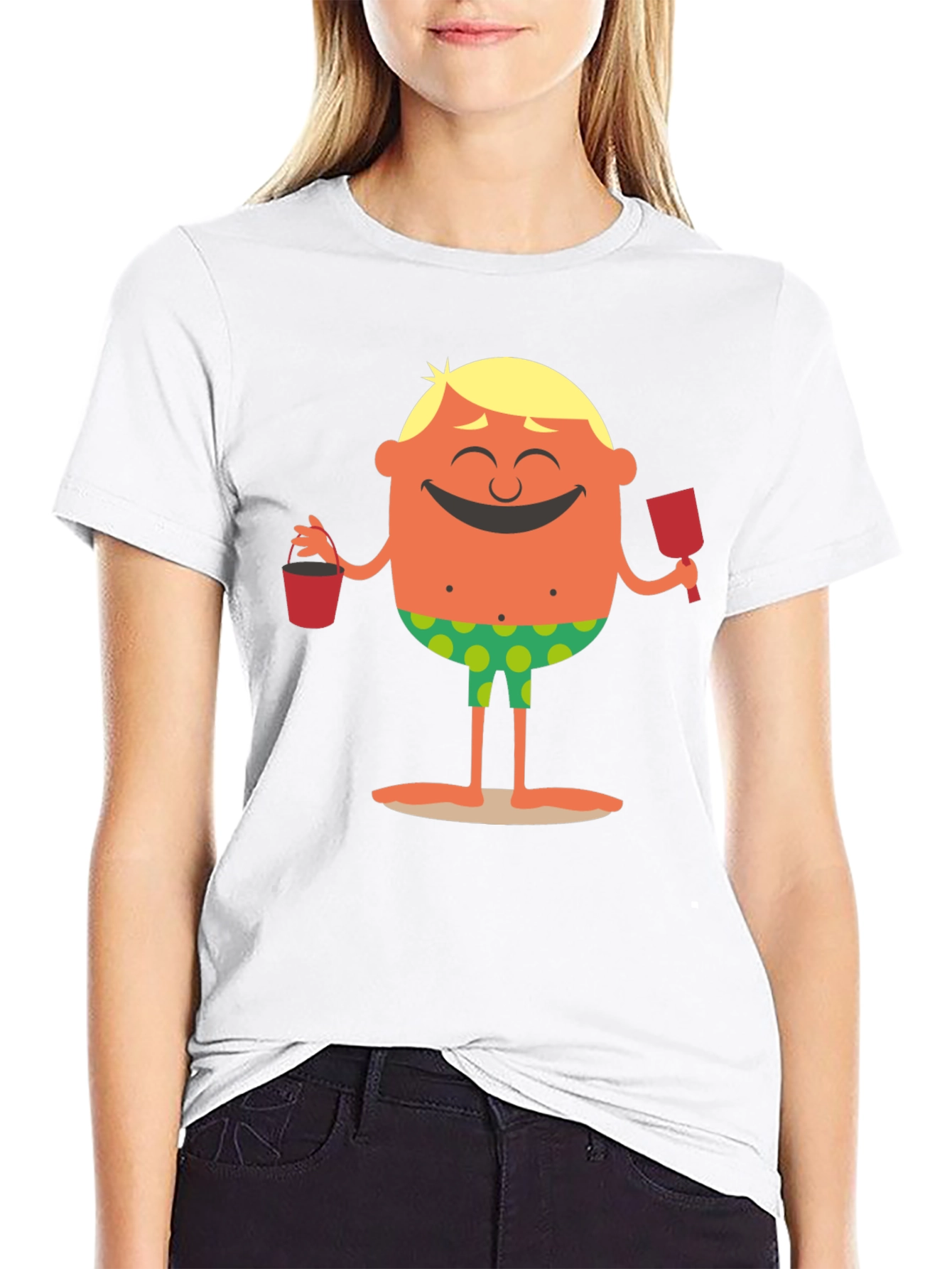 Cartoon Beach Dude Graphic T-Shirt