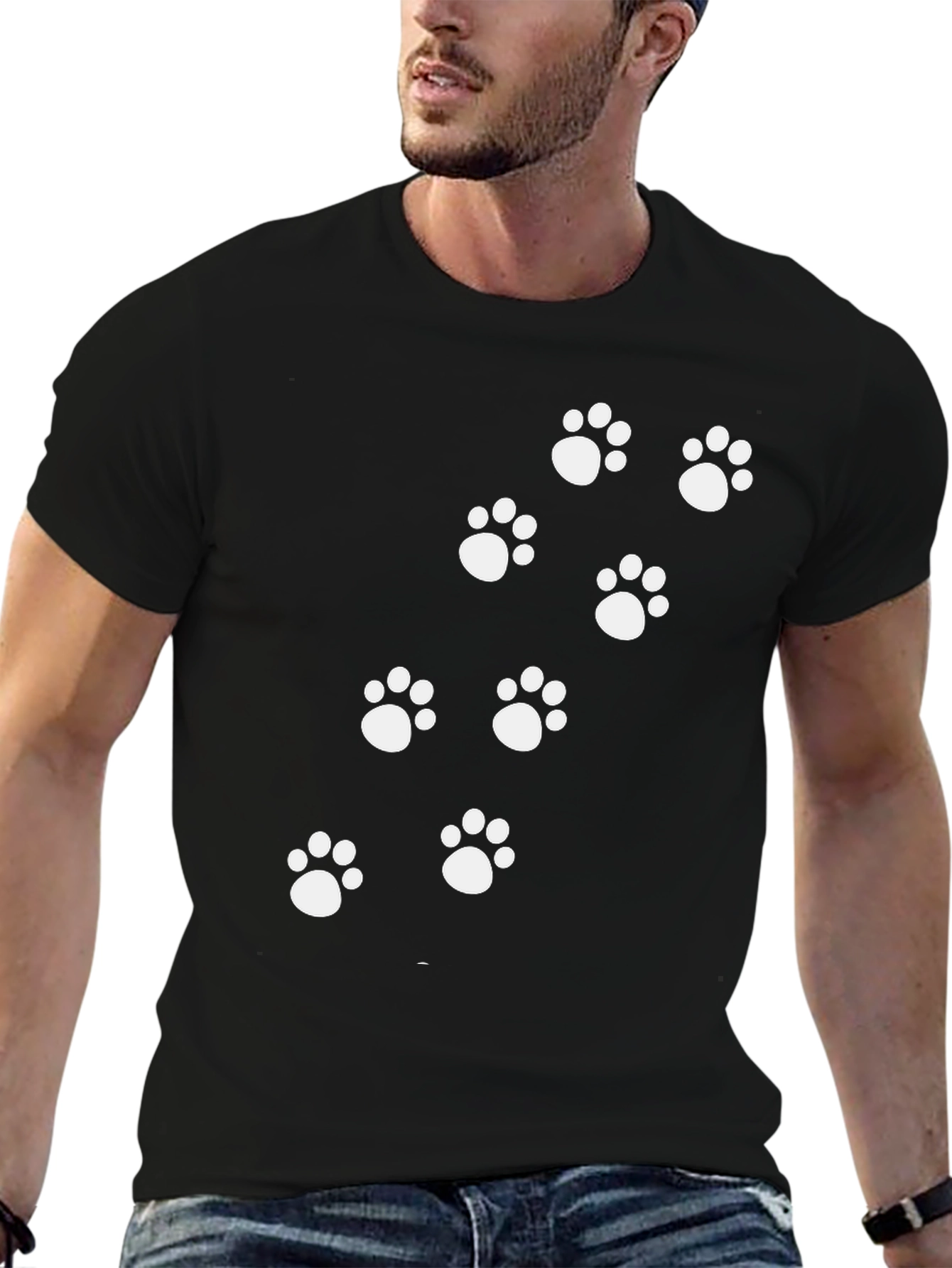 Black Paw Print T-Shirt - Casual Style