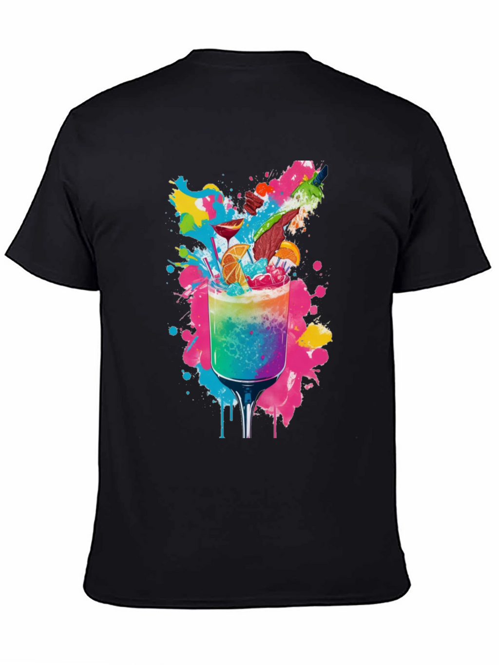 Rainbow Cocktail Graphic Tee - Vibrant Party Shirt