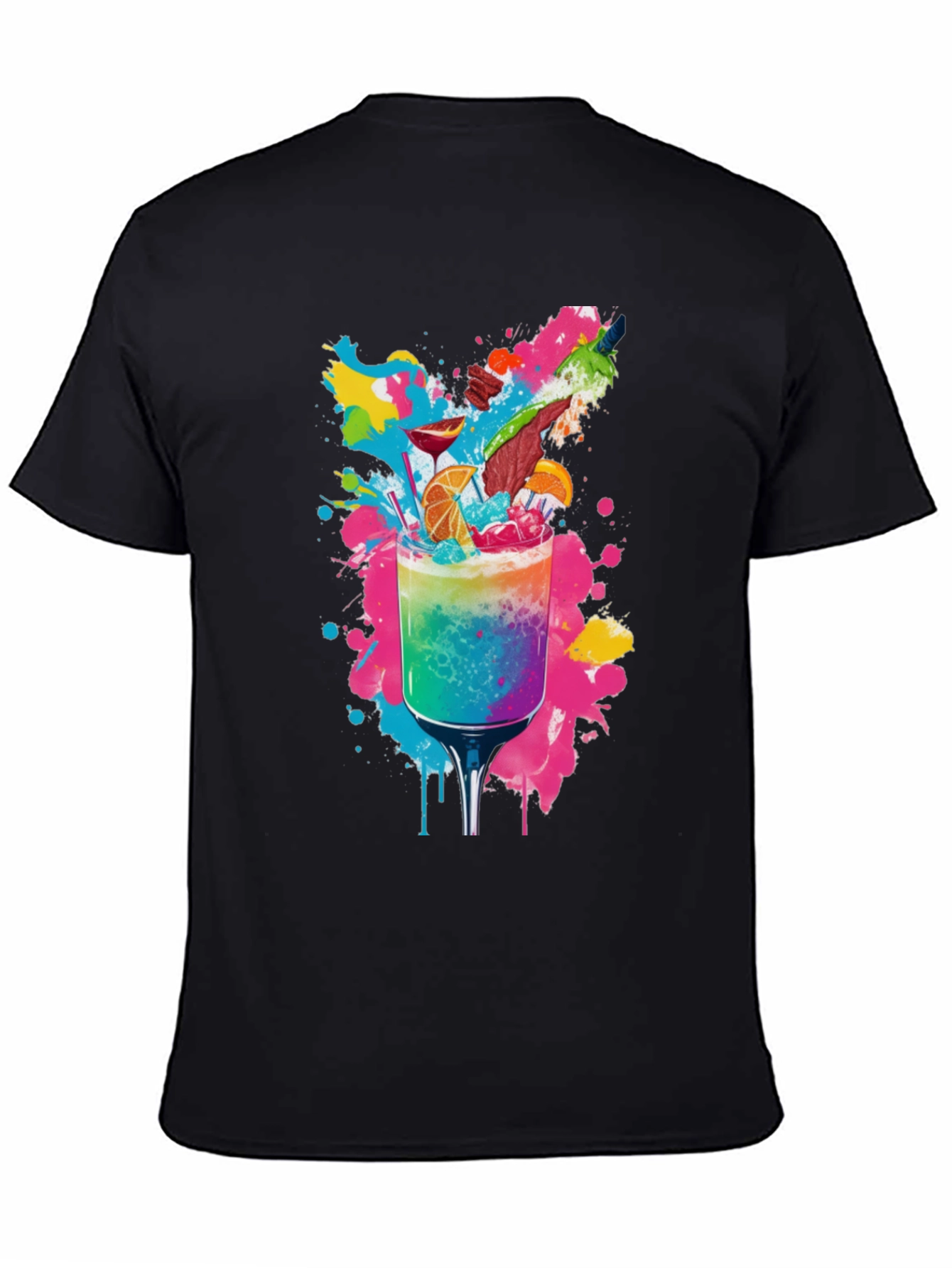 Rainbow Cocktail Graphic Tee - Vibrant Party Shirt