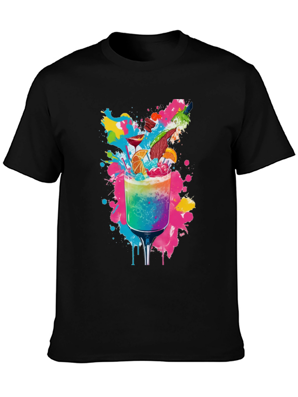 Rainbow Cocktail Graphic Tee - Vibrant Party Shirt