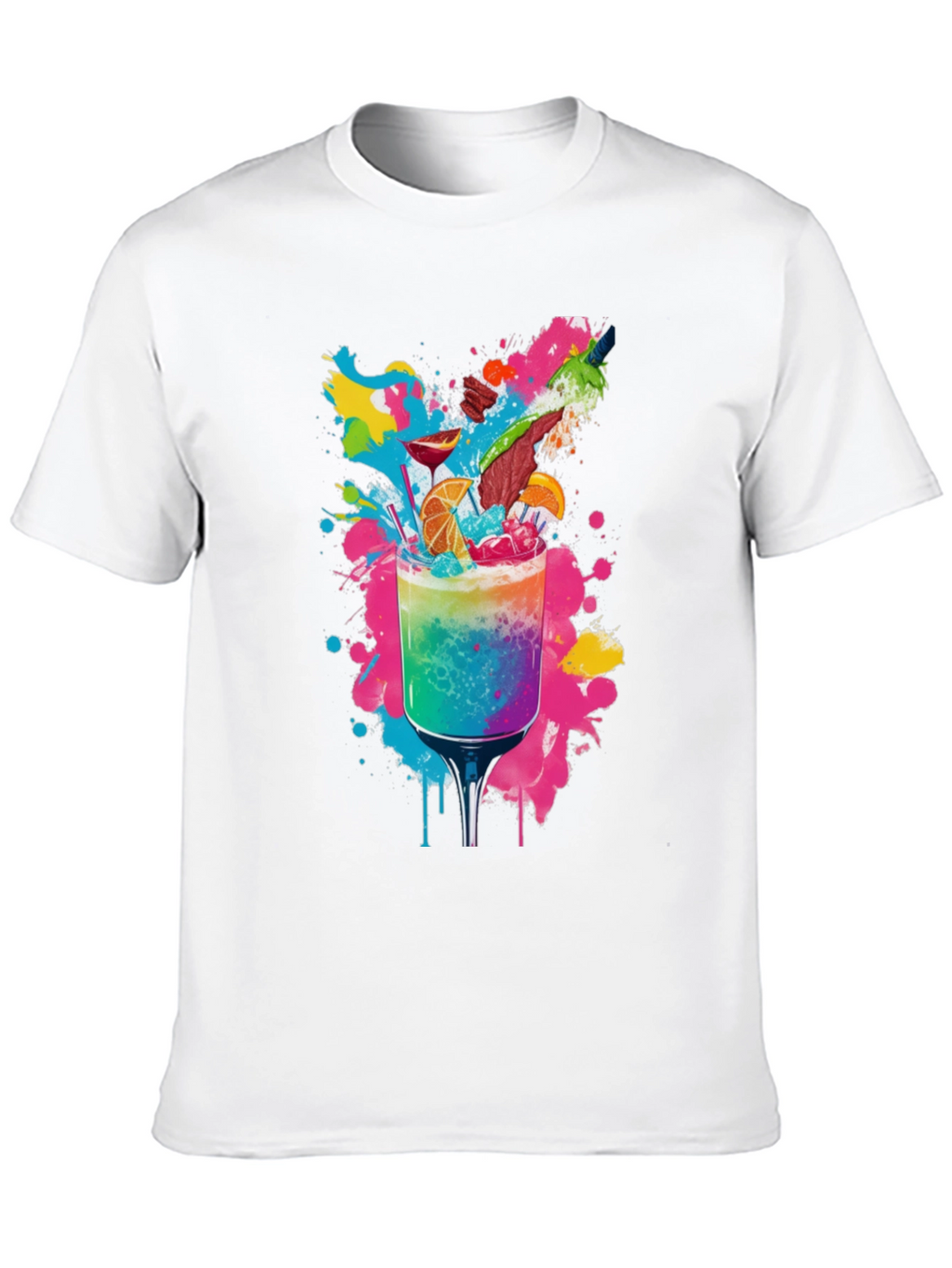 Rainbow Cocktail Graphic Tee - Vibrant Party Shirt