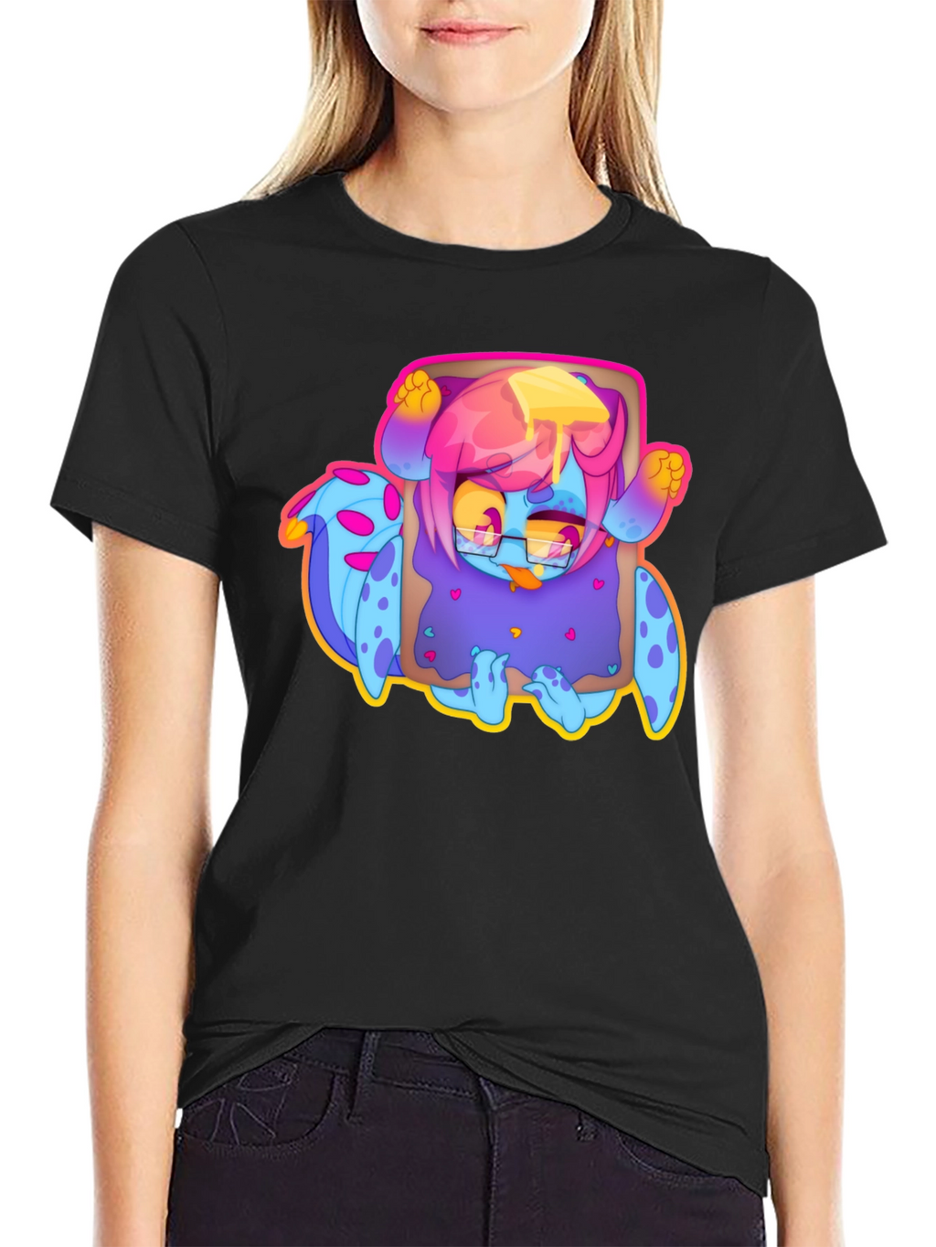 Monster Toast Graphic T-Shirt - Black