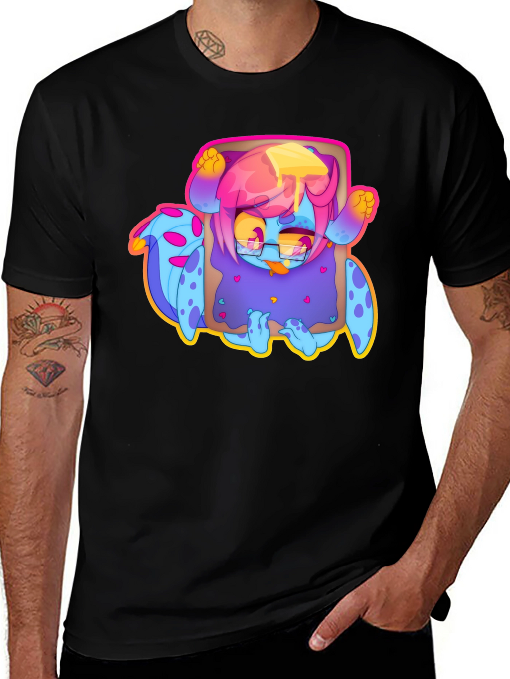 Monster Toast Graphic T-Shirt - Black