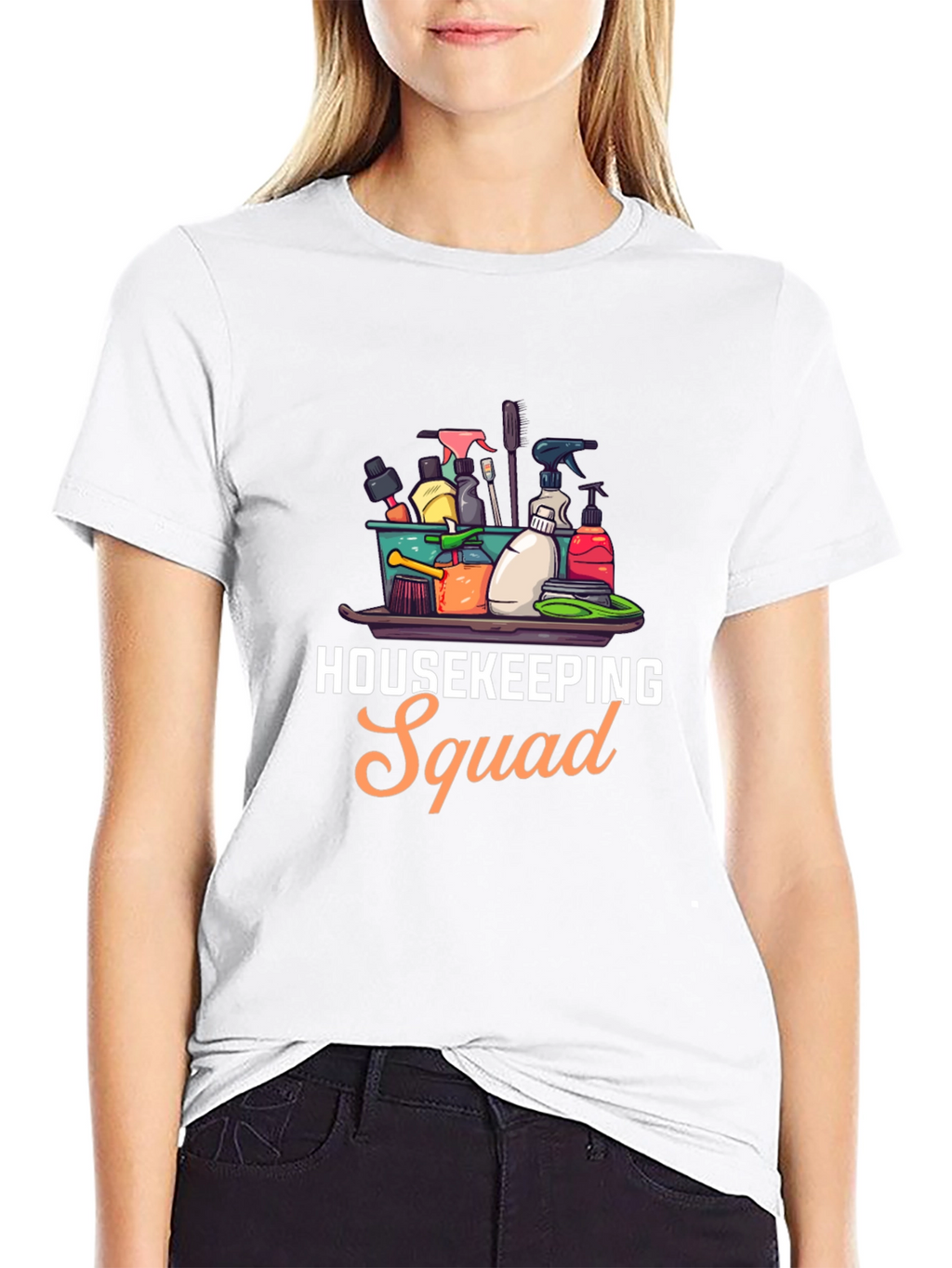 Housekeeping Squad Graphic Black T-Shirt