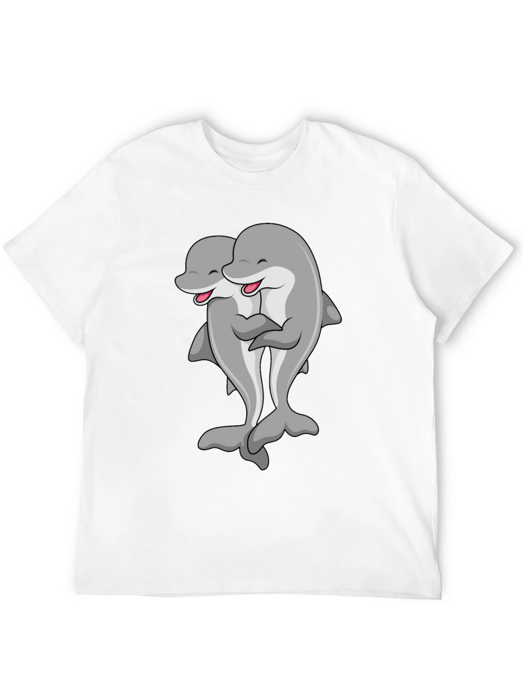 Cute Dolphin Hug Black T-Shirt