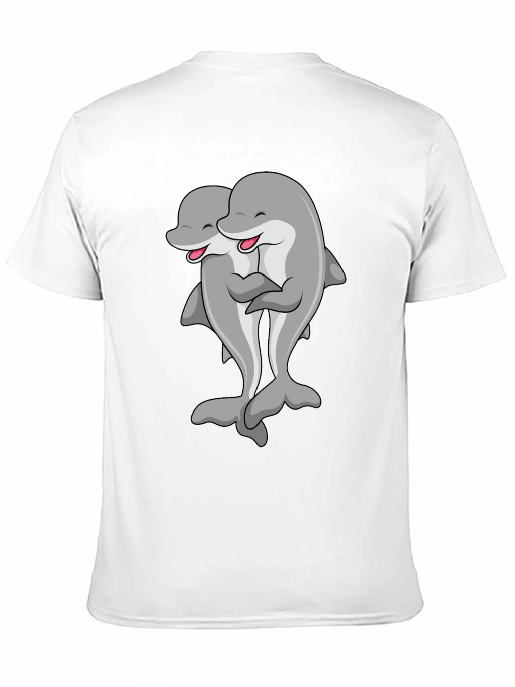 Cute Dolphin Hug Black T-Shirt