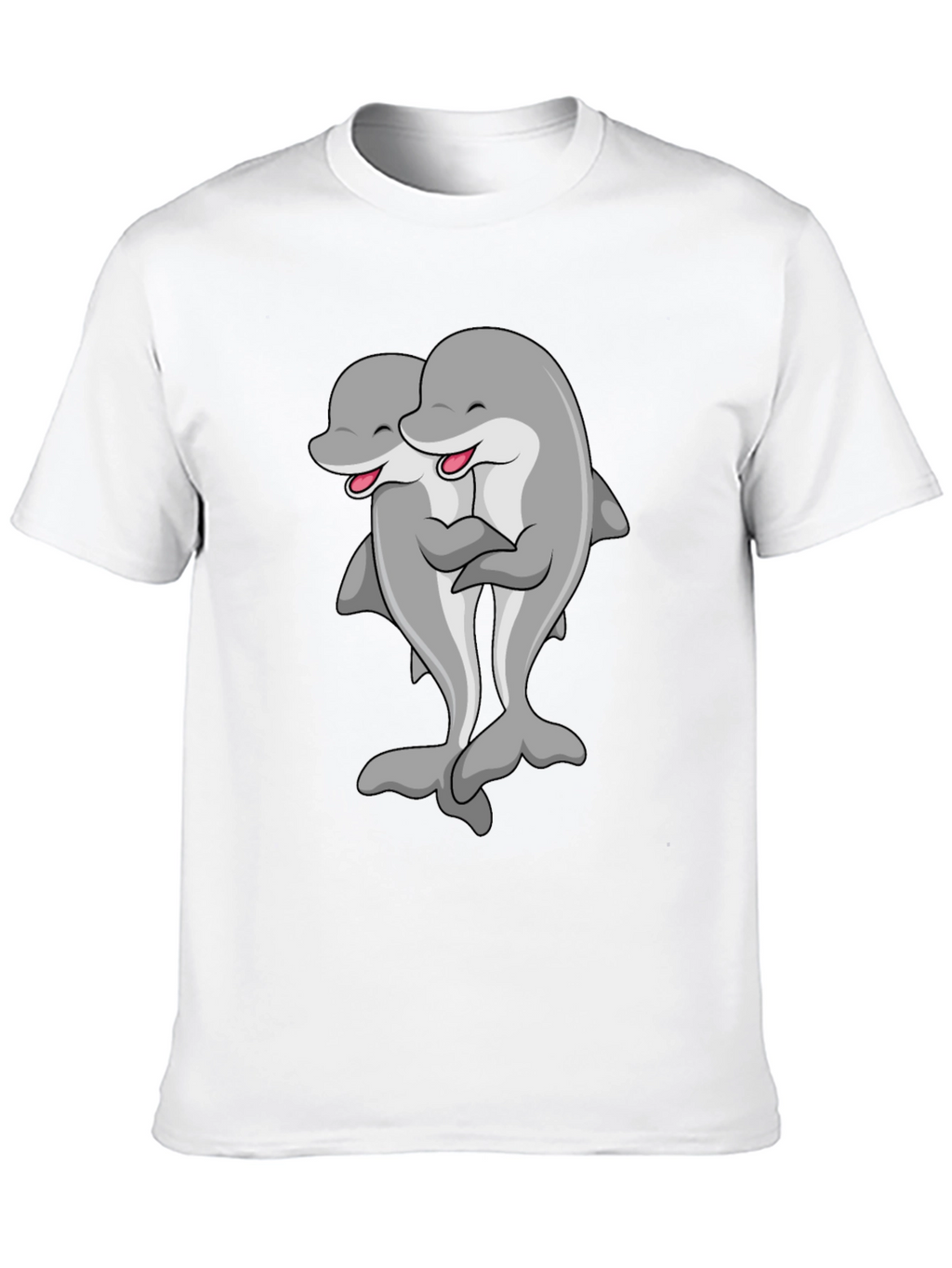 Cute Dolphin Hug Black T-Shirt