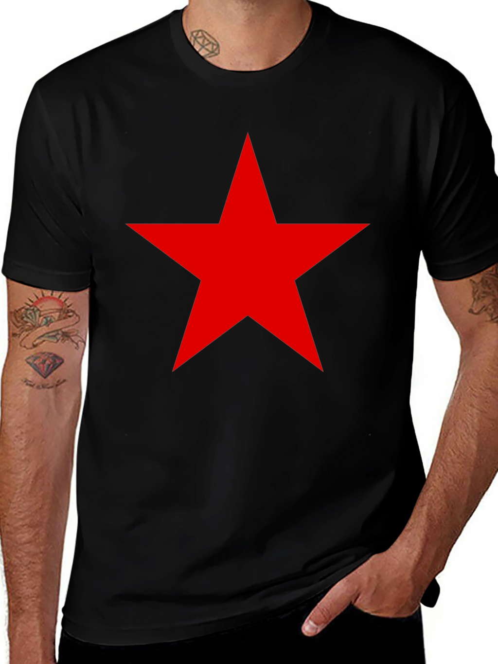 Red Star Black T-Shirt - Classic Style