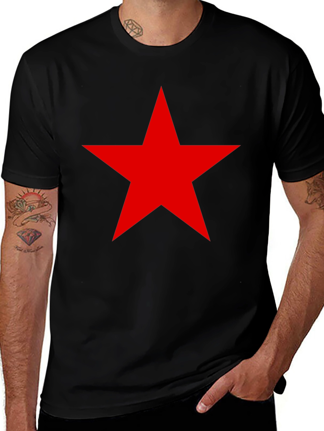 Red Star Black T-Shirt - Classic Style