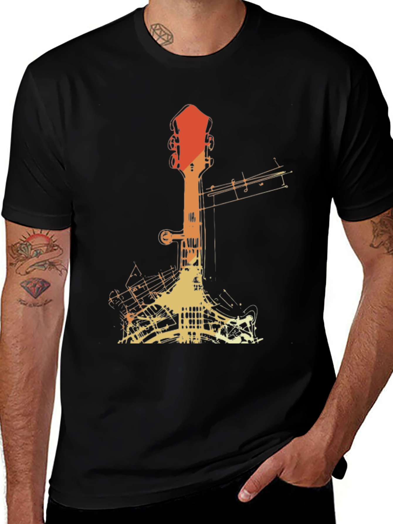 Retro Guitar Silhouette Graphic Tee
