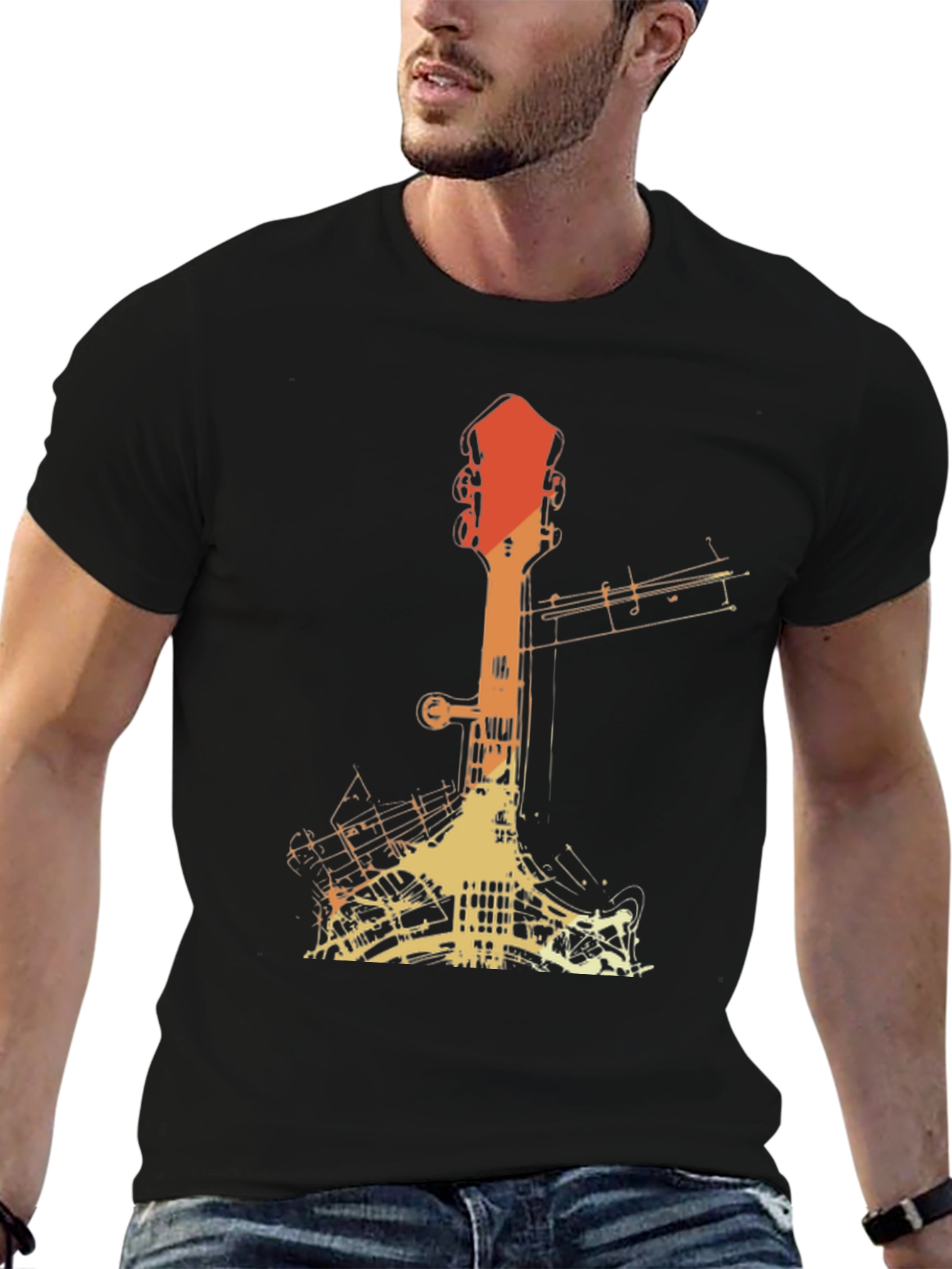 Retro Guitar Silhouette Graphic Tee