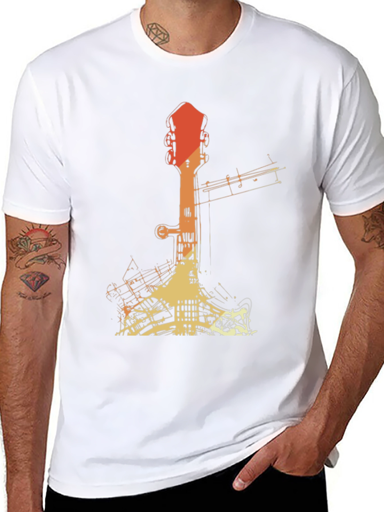 Retro Guitar Silhouette Graphic Tee