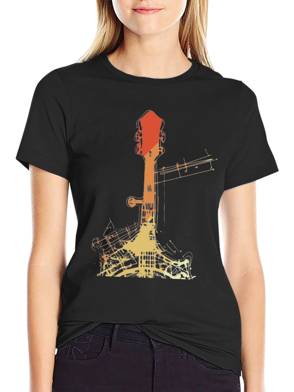 Retro Guitar Silhouette Graphic Tee