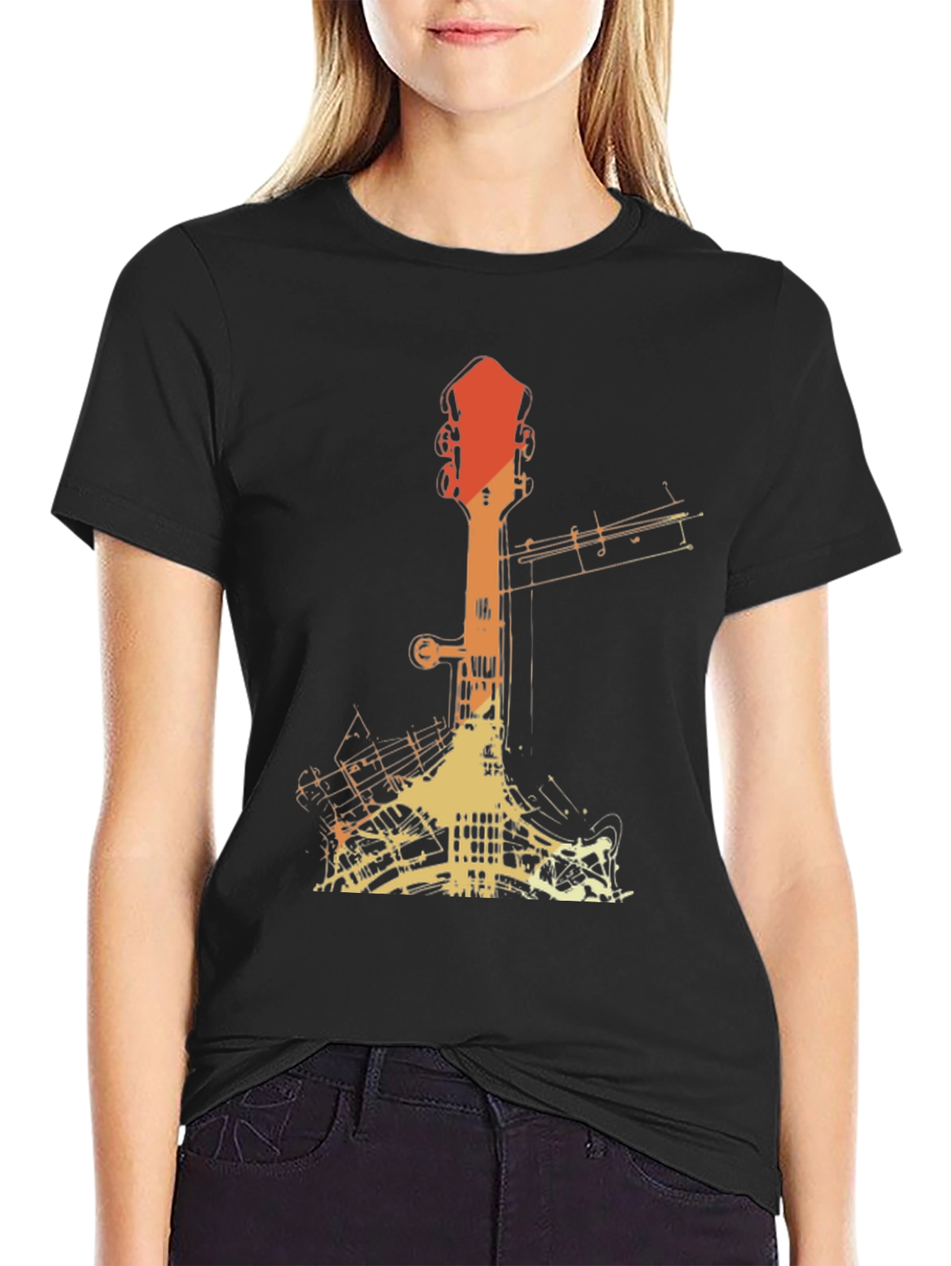 Retro Guitar Silhouette Graphic Tee
