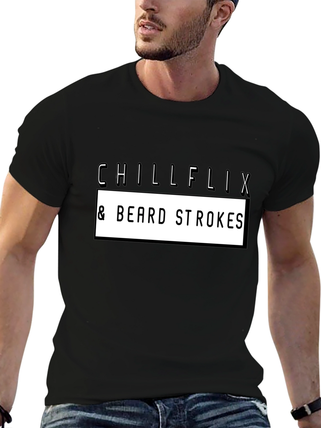 Chillflix & Beard Strokes Graphic Tee - Black