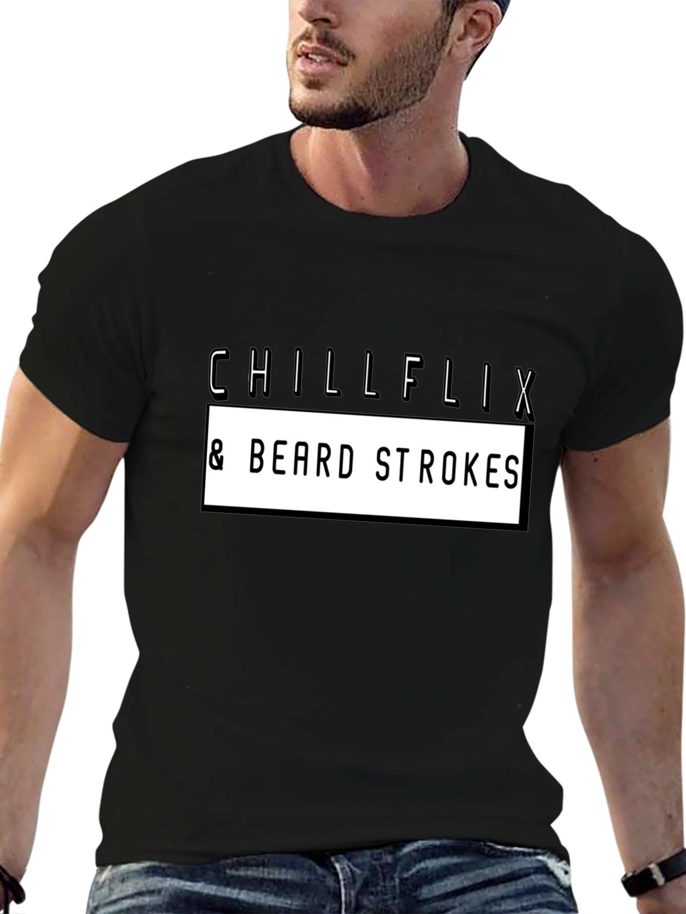 Chillflix & Beard Strokes Graphic Tee - Black