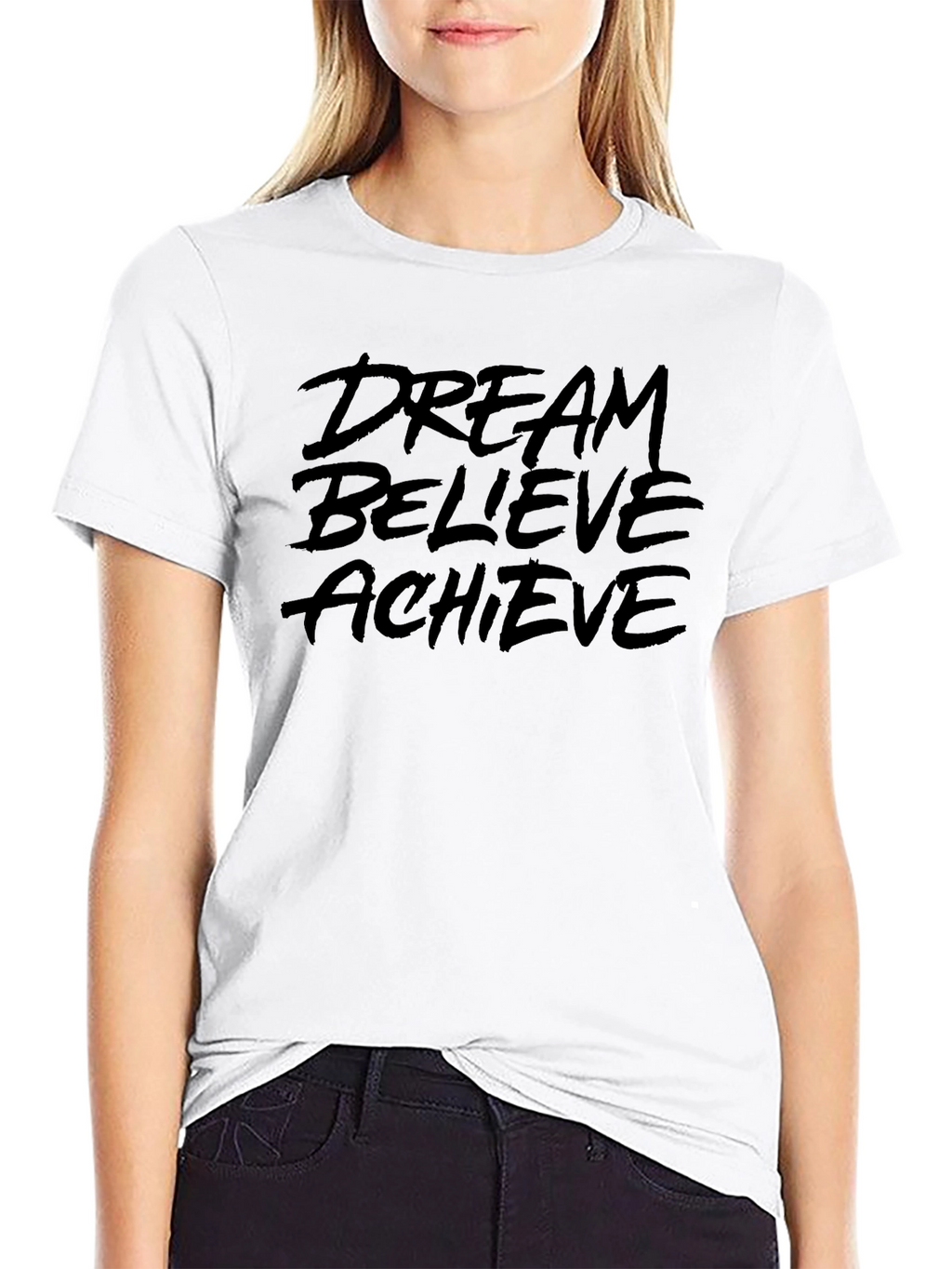 Dream Believe Achieve Black Graphic Tee