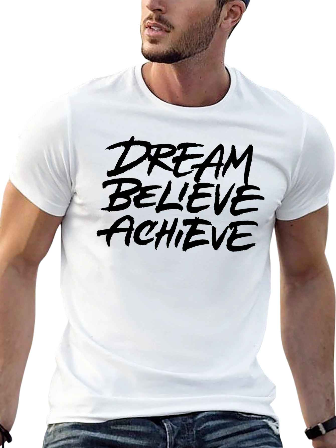 Dream Believe Achieve Black Graphic Tee