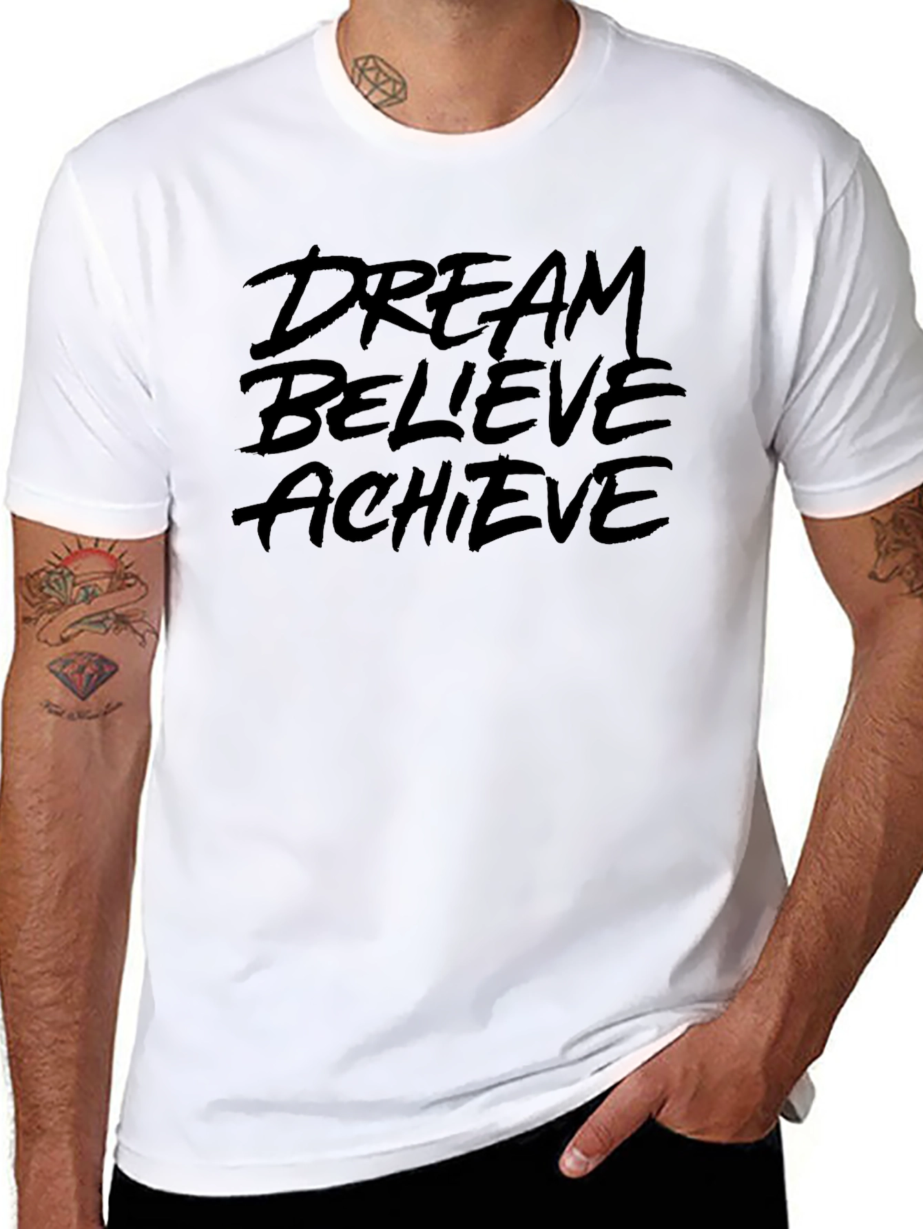 Dream Believe Achieve Black Graphic Tee