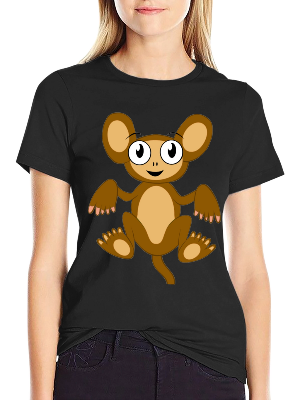 Cartoon Monkey Graphic Tee -  Unisex Black T-Shirt