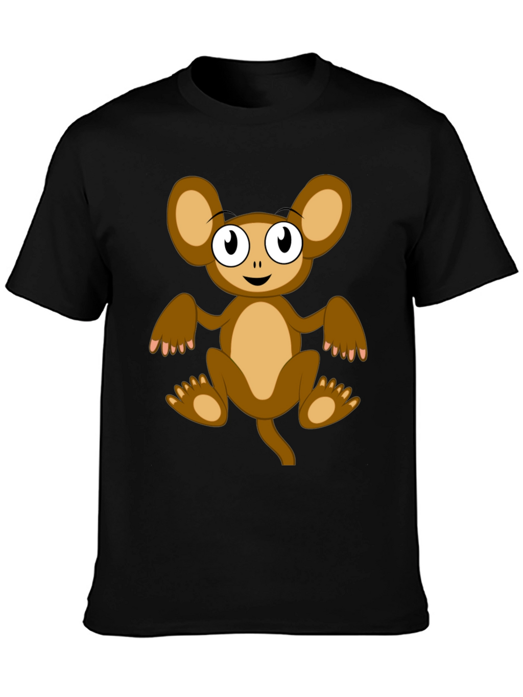 Cartoon Monkey Graphic Tee -  Unisex Black T-Shirt