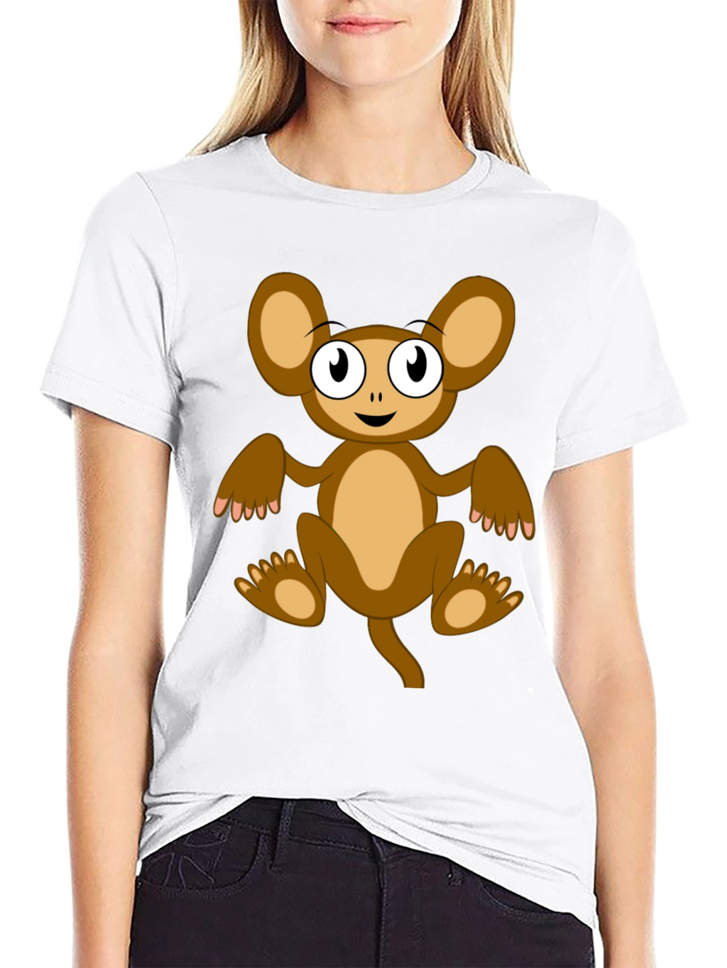 Cartoon Monkey Graphic Tee -  Unisex Black T-Shirt