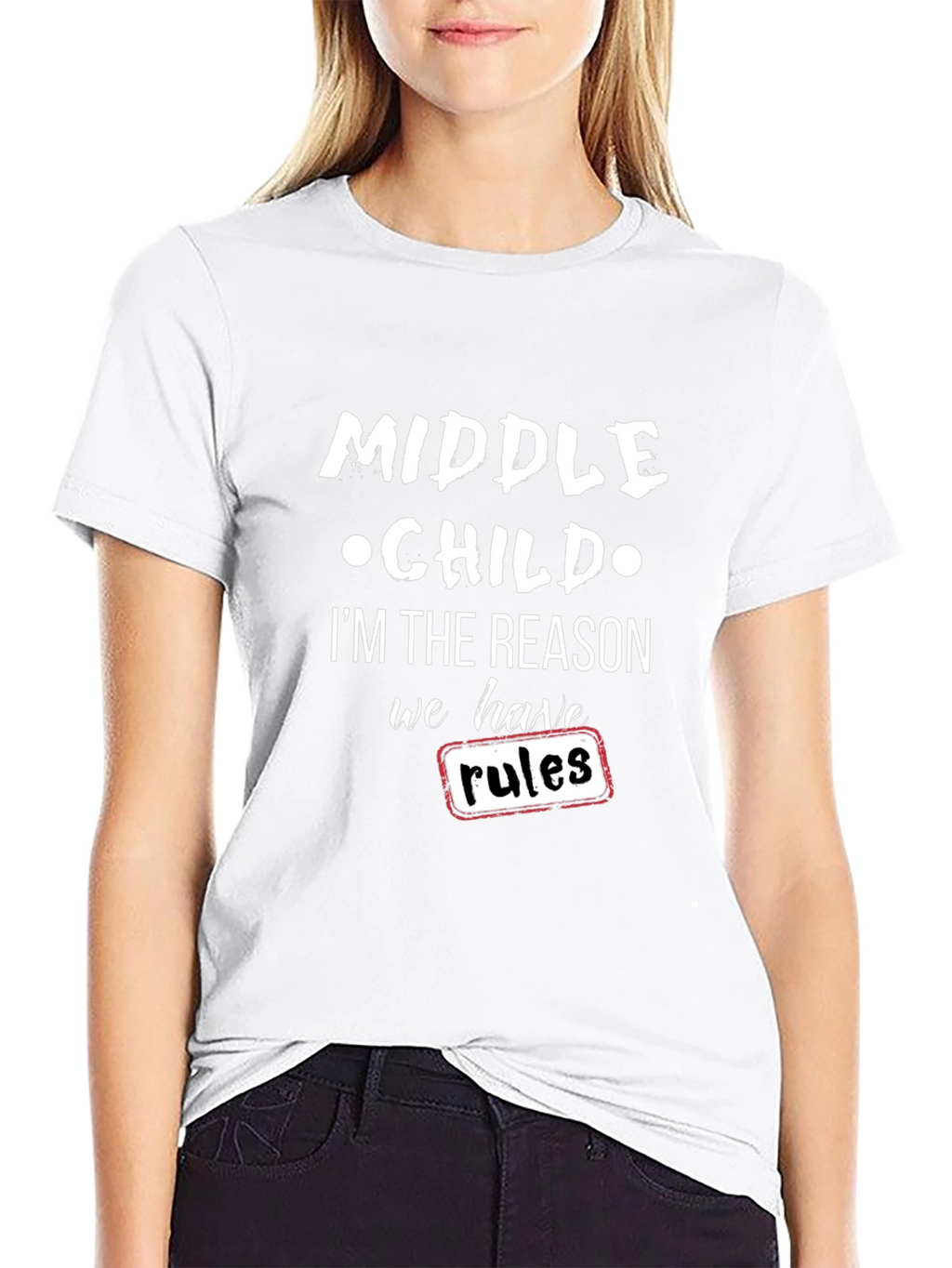 Middle Child Reason for Rules Black T-Shirt