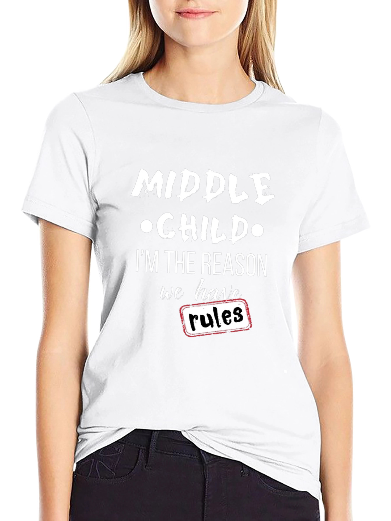 Middle Child Reason for Rules Black T-Shirt
