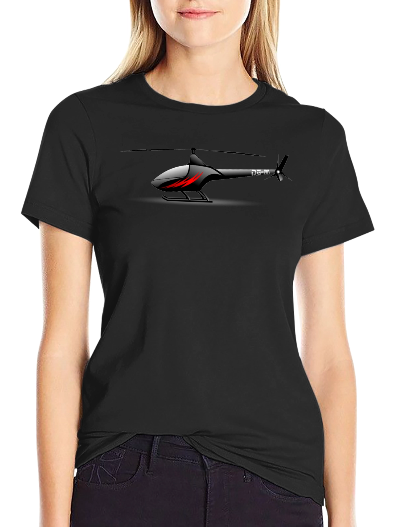 Black Helicopter Graphic Tee - Sleek Design Comfortable Fit