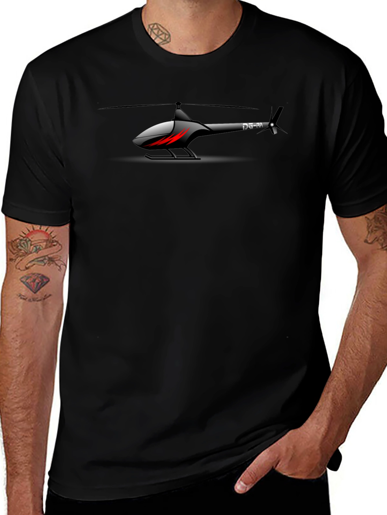 Black Helicopter Graphic Tee - Sleek Design Comfortable Fit