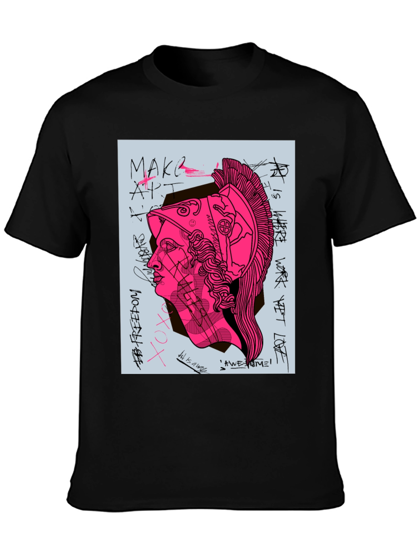 Graphic Print Tee - Ancient Greek Warrior Art