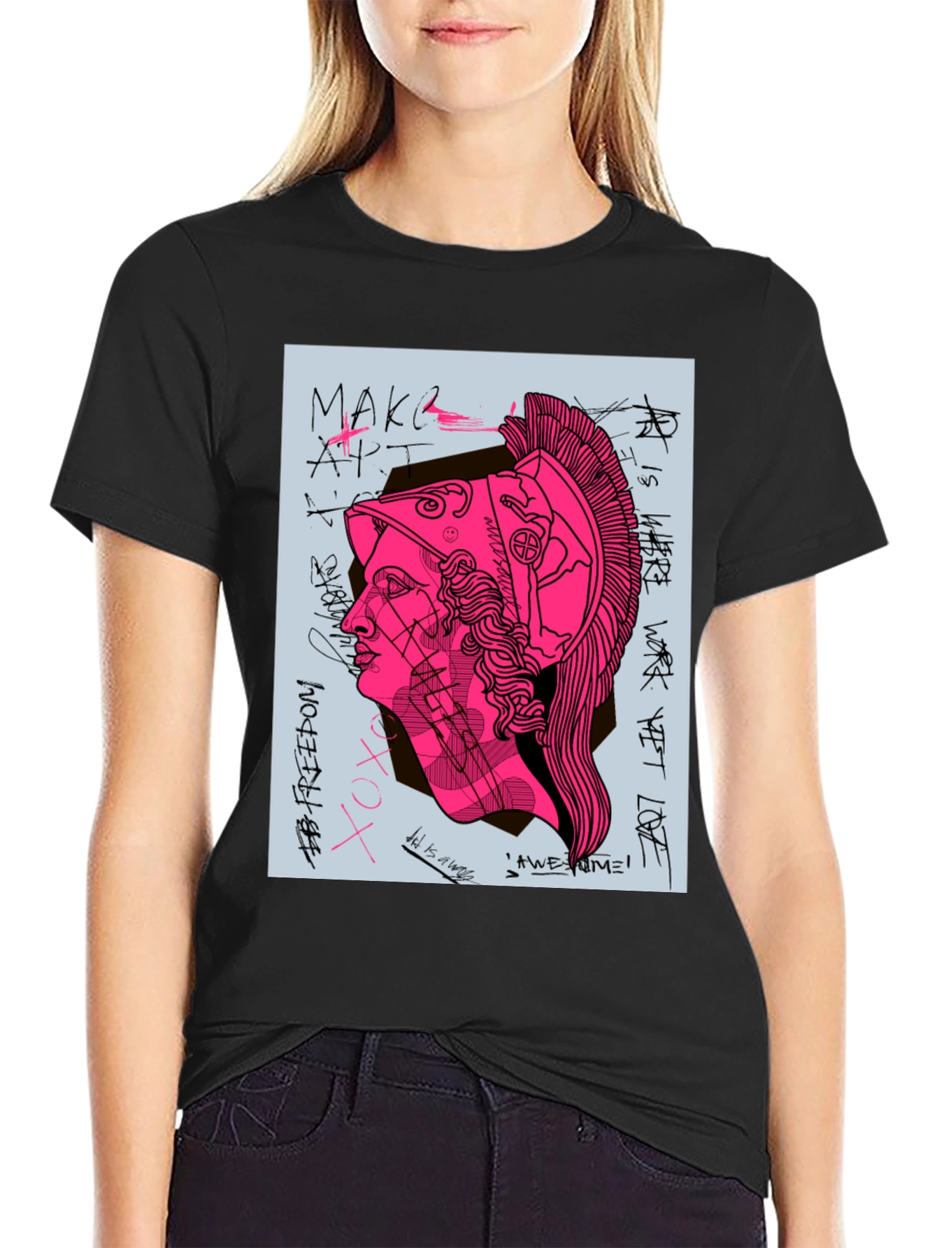 Graphic Print Tee - Ancient Greek Warrior Art