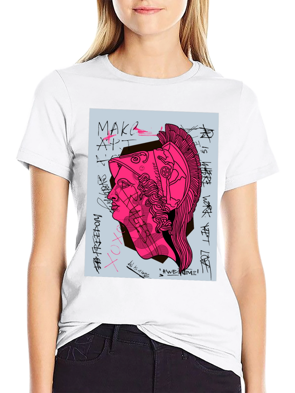 Graphic Print Tee - Ancient Greek Warrior Art