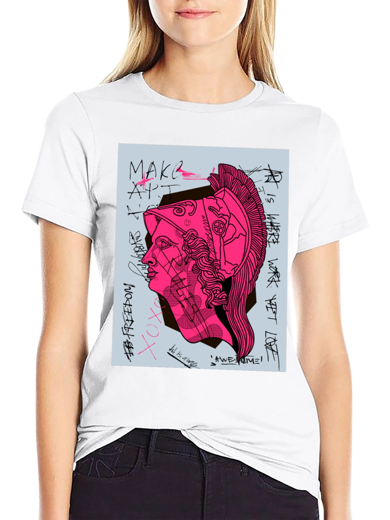 Graphic Print Tee - Ancient Greek Warrior Art