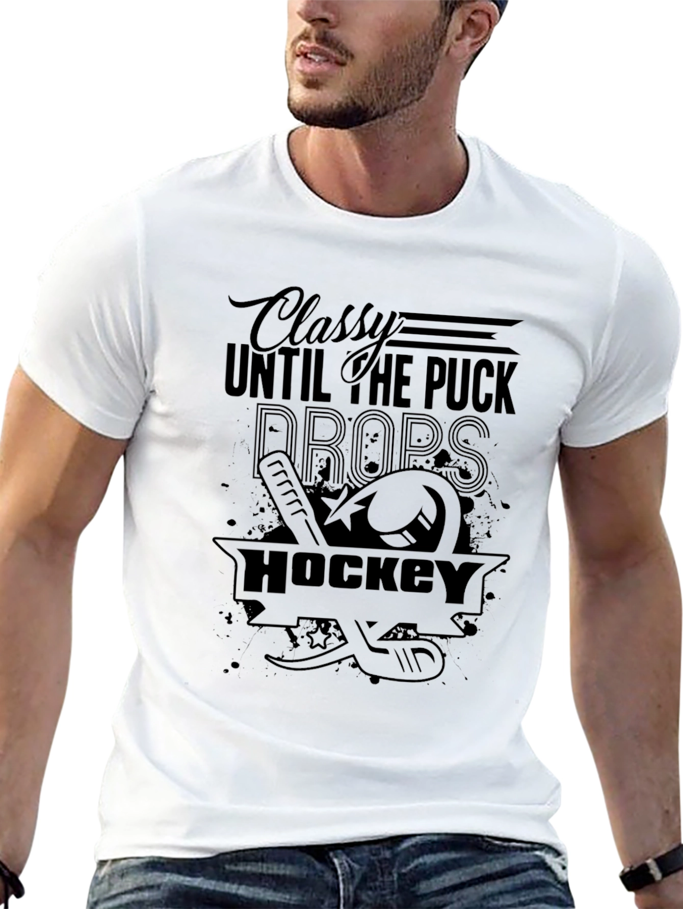 Classy Until the Puck Drops Hockey Graphic Tee