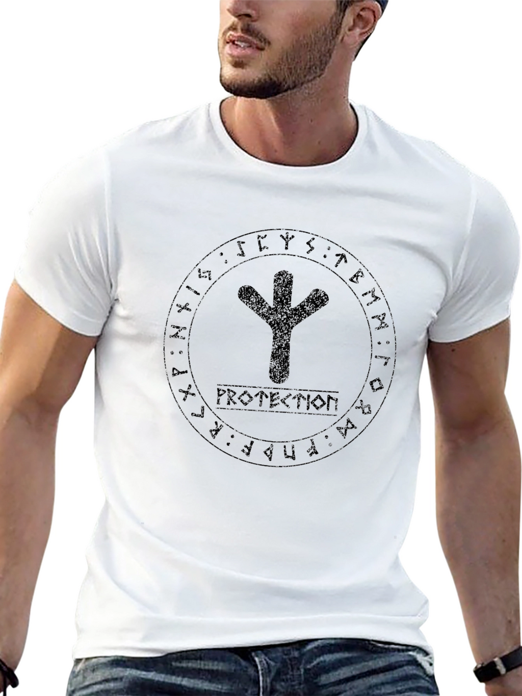 Rune Protection Graphic Tee - Norse Viking Symbol