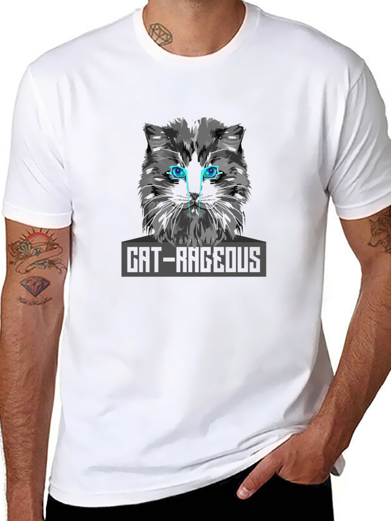 Cat-Rageous Graphic Print Black T-Shirt