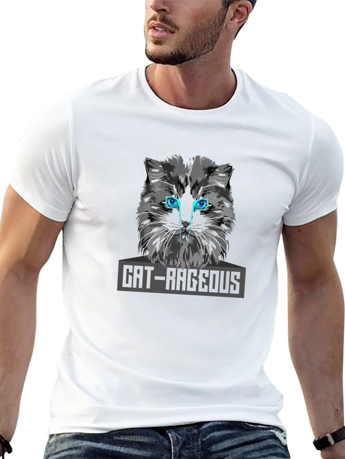 Cat-Rageous Graphic Print Black T-Shirt