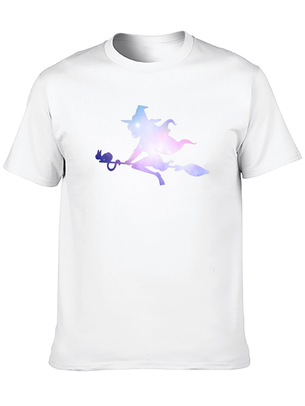 Witch Silhouette Graphic Tee - Black Cotton T-Shirt