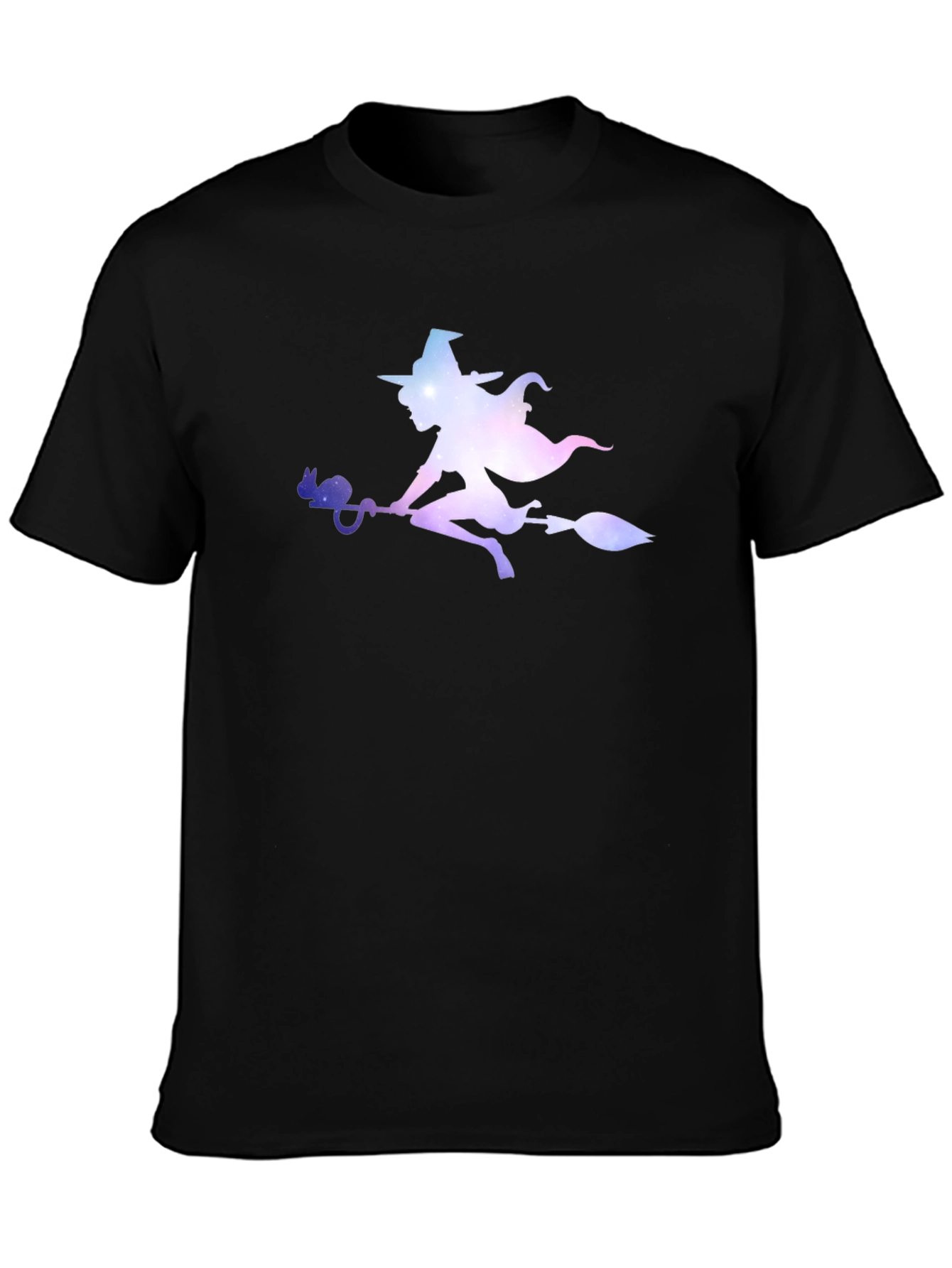 Witch Silhouette Graphic Tee - Black Cotton T-Shirt